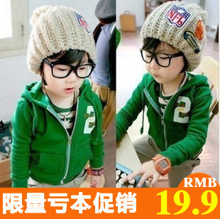 2013韩版新款儿童男女童装卫衣拉链开衫秋款  2字帽衫