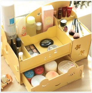 新品特价 八零良品 韩国家居 桌面木质创意 化妆品收纳盒抽屉梳妆