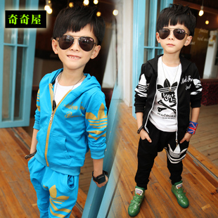 奇奇屋韩版童装 男童2013秋装新款 儿童套装男童运动休闲套装W002