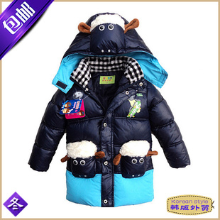 包邮 韩版外贸男童宝宝冬装卡通羊羊羽绒棉衣厚外套 2-3-4-5-6岁