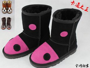 2014新款儿童雪地靴冬季保暖牛绒矮帮韩版卡通亲子童鞋真皮爆销