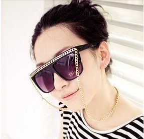 ★952 新款Lady gaga复古带链条造型墨镜 太阳眼镜男女通用
